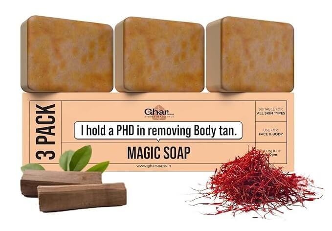 Best Ayurvedic Bathing Soaps | Top 5 Herbal & Chemical Free Soaps 1 Ghar Soaps Sandalwood Saffron Magic Soap